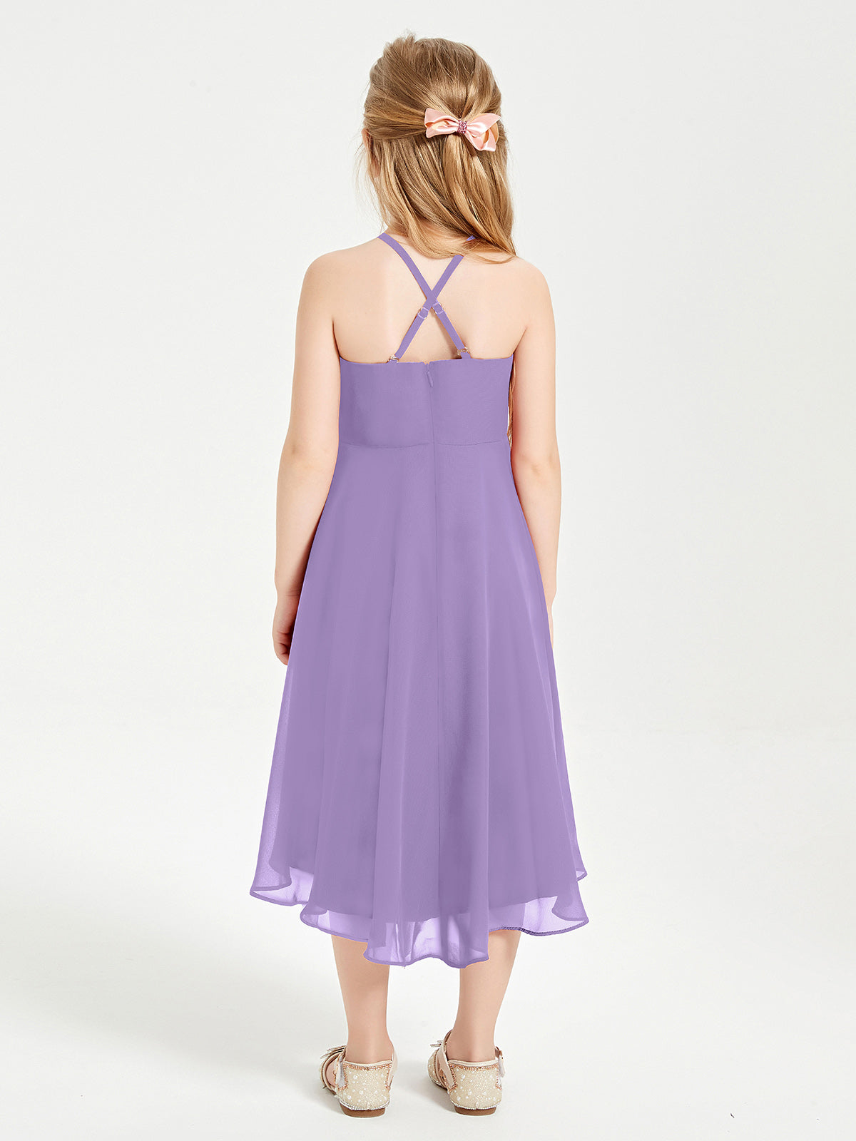 Tea Length Junior Bridesmaid Dresses with Asymmetrical Skirts Tahiti